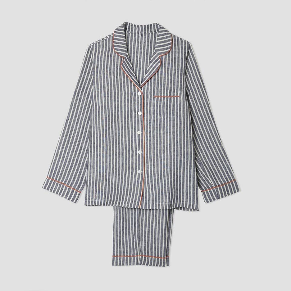 Striped Women pyjama, linen pajamas - Linenbee