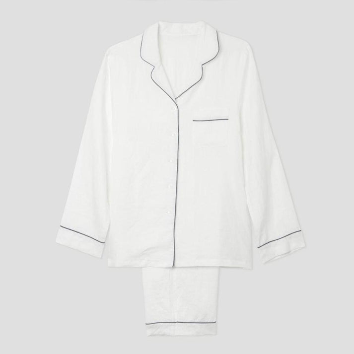 White Linen Pajama Set | Piglet in Bed US