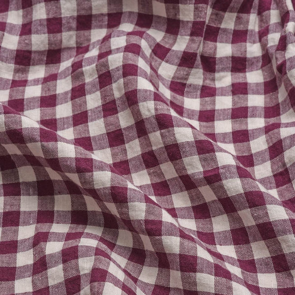 Berry Gingham Linen Sheet Set