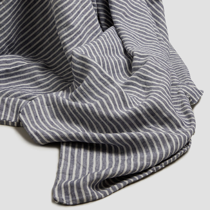 Midnight Stripe Linen Duvet Cover