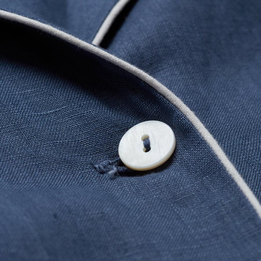 Women's Blueberry Linen Pajama Shirt Piping