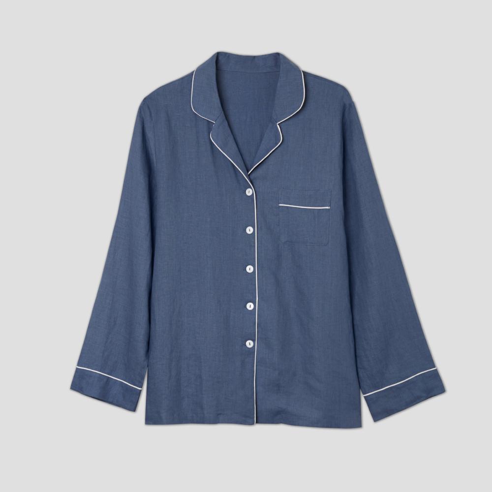 Women's Blueberry Linen Pajama Shirt