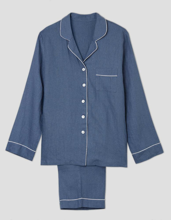 Blueberry Linen Pajama Trouser Set