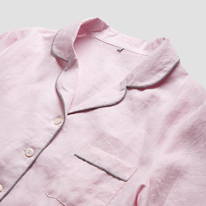 Men's Blush Pink Linen Pajama Shirt