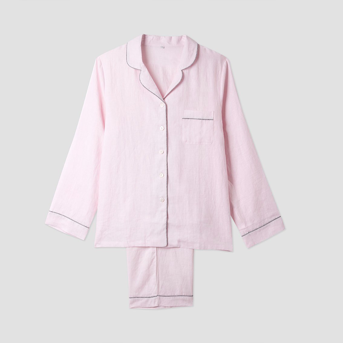 Women's Blush Pink Linen Pajama Pants Set