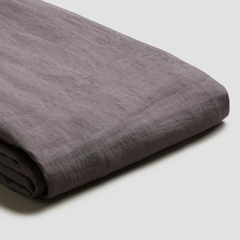 Charcoal Gray Linen Flat Sheet