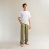 Men's Botanical Green Gingham Linen Pajama Pants