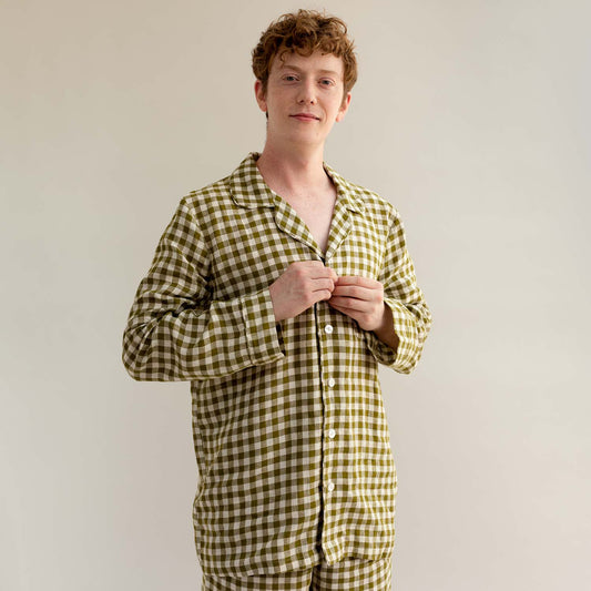 Blue Gingham Apple Knit Pajamas