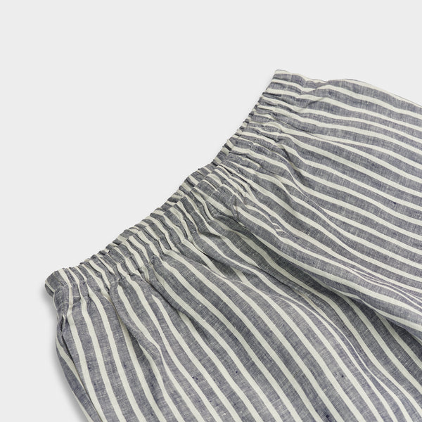 Women's Midnight Stripe Linen Pajama Shorts Waistband