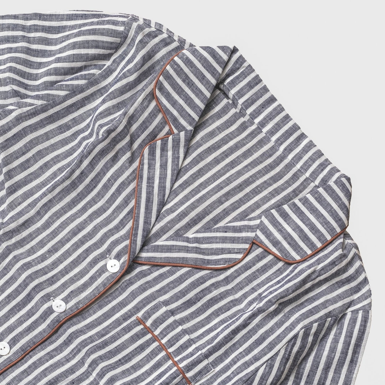 Midnight Stripe Linen Night Shirt | Piglet in Bed US