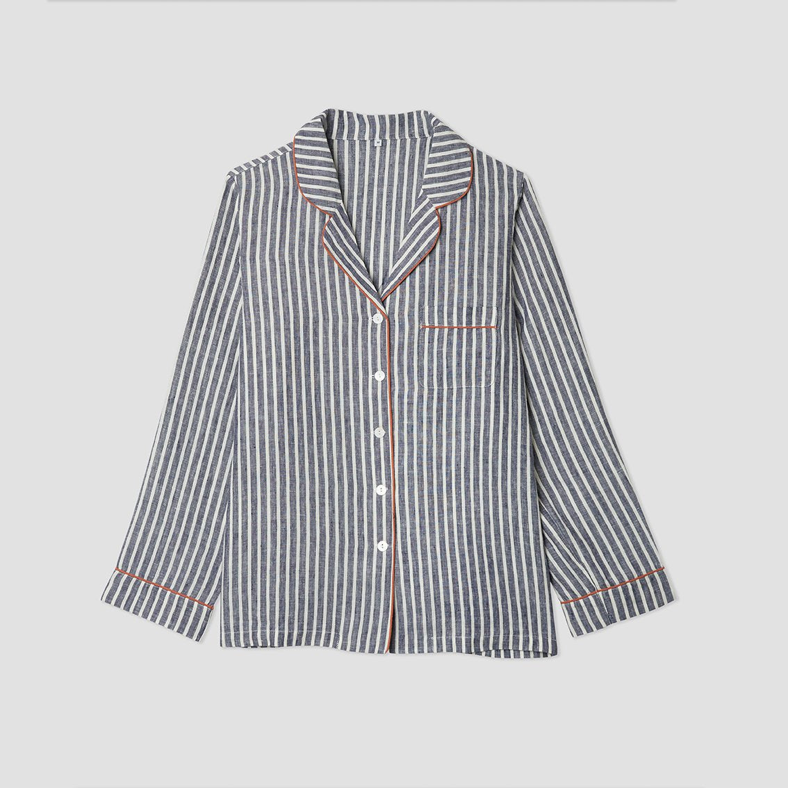 Midnight Stripe Linen Pajama Shorts Set