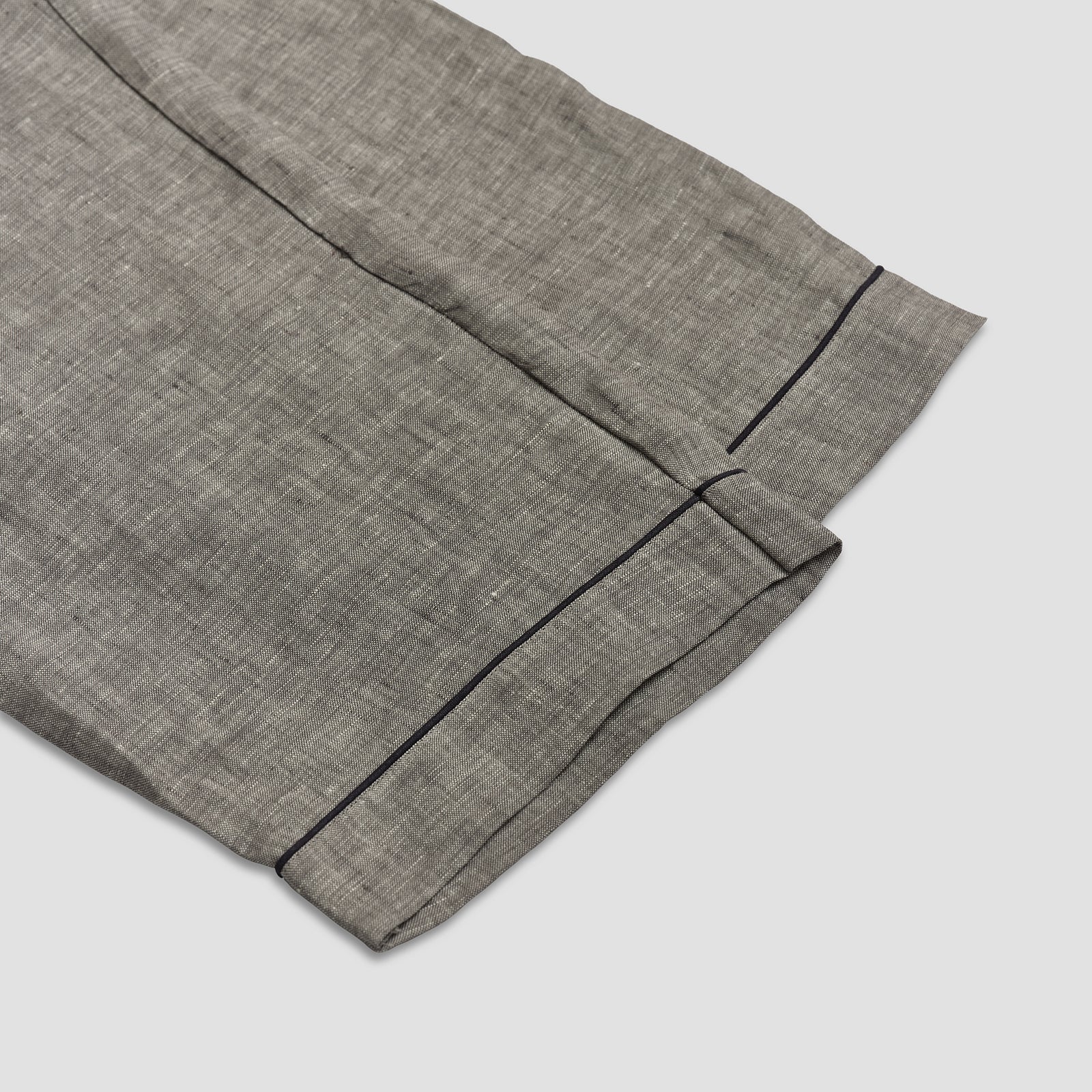 Women's Gray Linen Pajama Pants Hem Detail