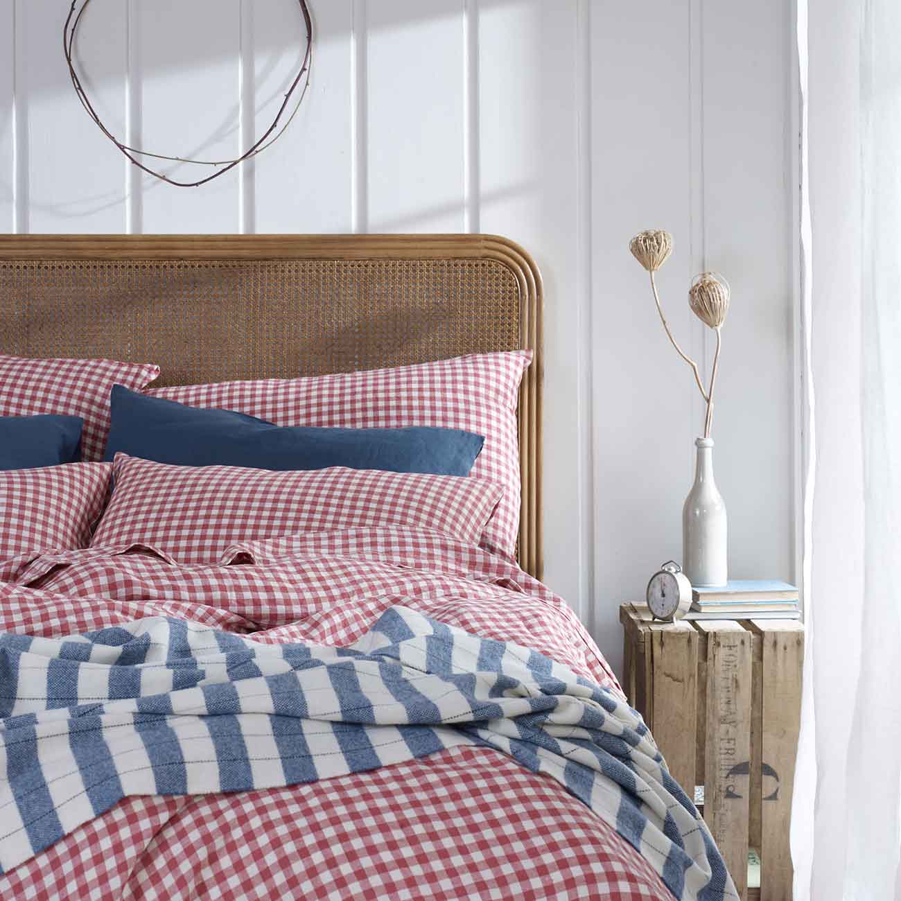 Mineral Red Gingham Linen Pillowcase (Pair)
