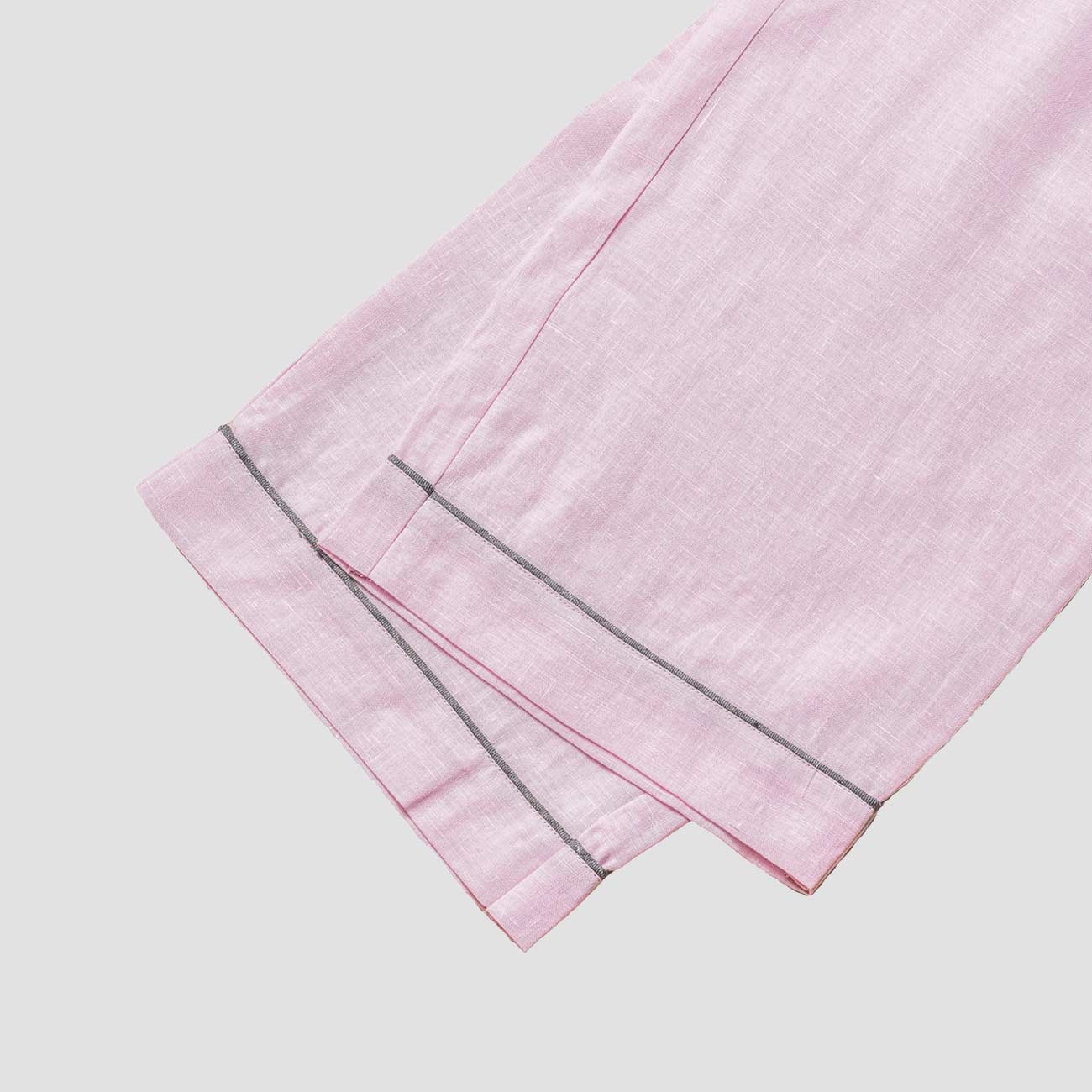 Women's Blush Pink Linen Pajama Pants Piping