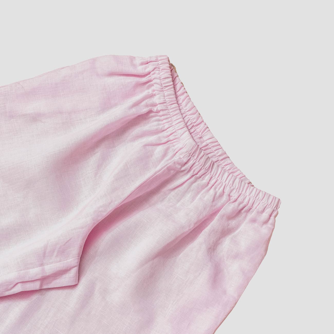 Women's Blush Pink Linen Pajama Pants Waistband