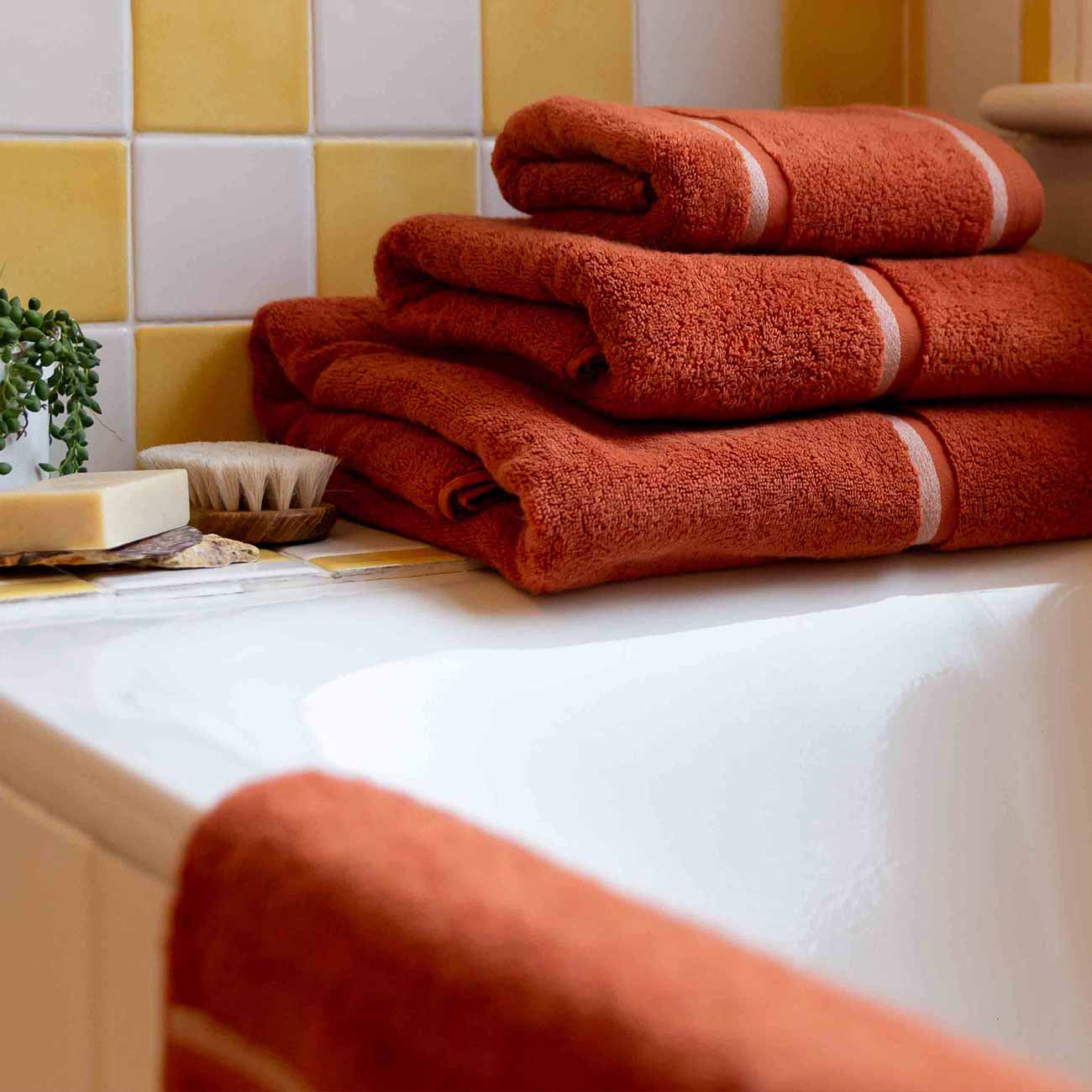 Cinnamon Towels and Bath Mat