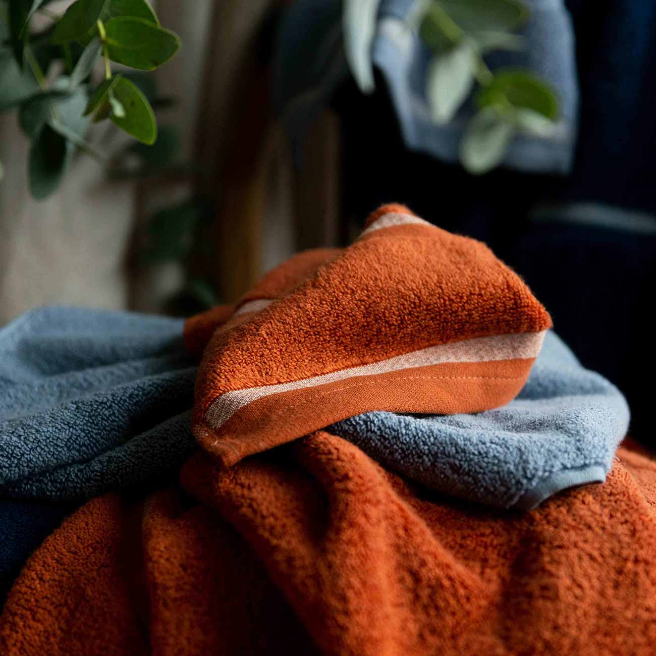Cinnamon and Warm Blue Washcloths