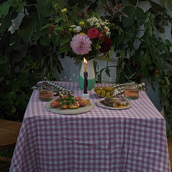 Orchid Gingham Linen Tablecloth
