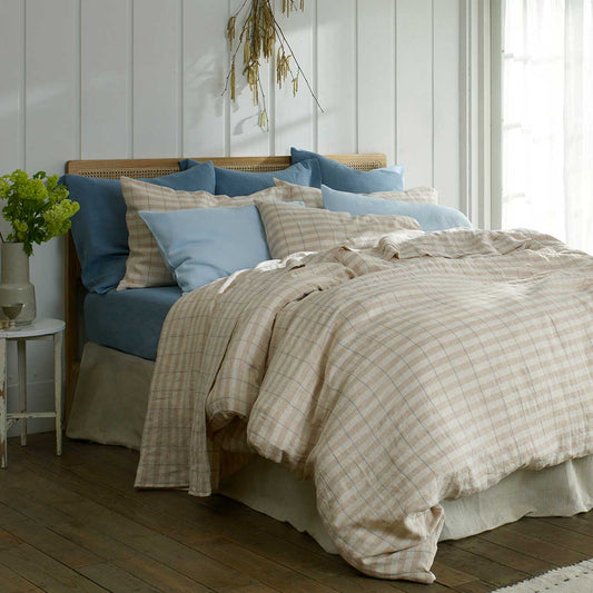 Cafe au Lait Check Stripe Bedding | Piglet in Bed US