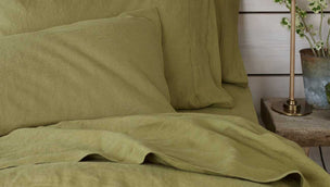 Botanical Green Linen Pillowcases