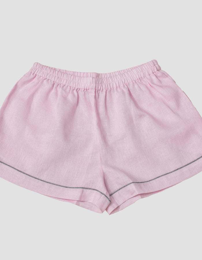 Women's Blush Pink Linen Pajama Shorts 