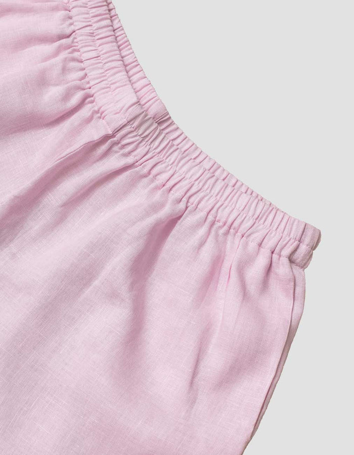 Women's Blush Pink Linen Pajama Shorts 