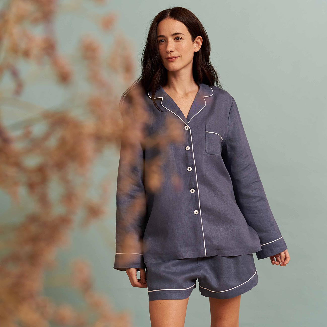 Women's Blueberry Linen Pajama Shorts