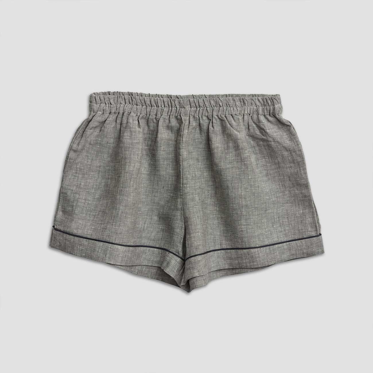 Gray Linen Pajama Shorts