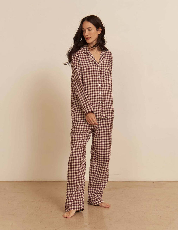 Women's Berry Gingham Pajama Pant Set