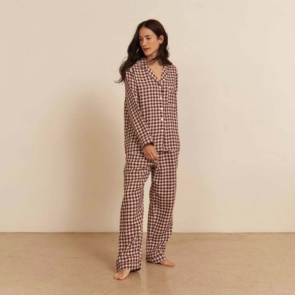Women's Berry Gingham Pajama Pant Set