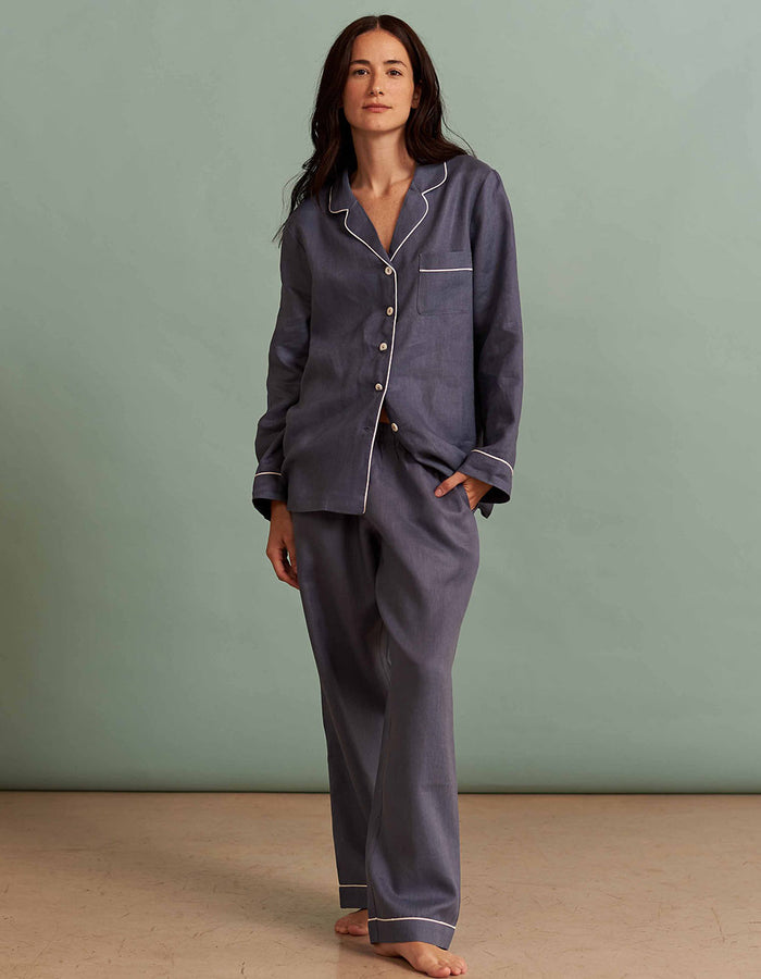 Women's Blueberry Linen Pajama Pants Set