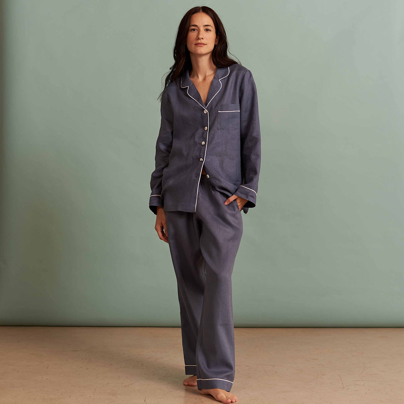 Women's Blueberry Linen Pajama Pants Set