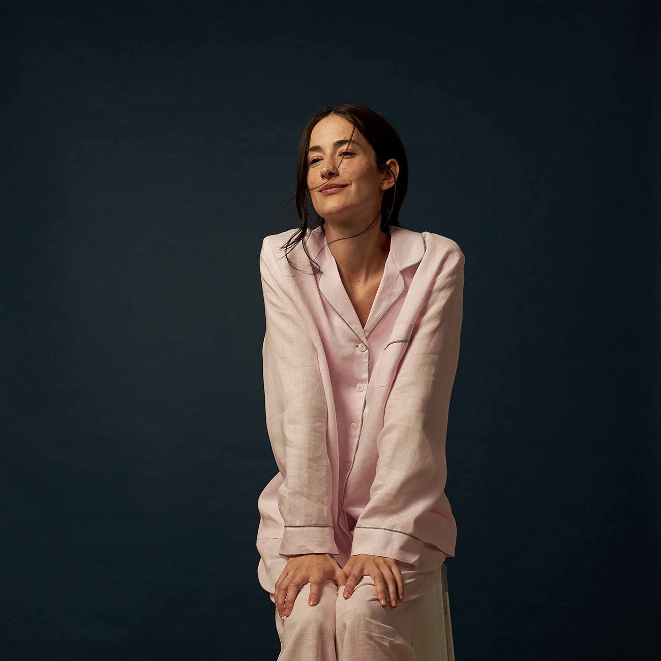 Blush Pink Linen Pajama Set