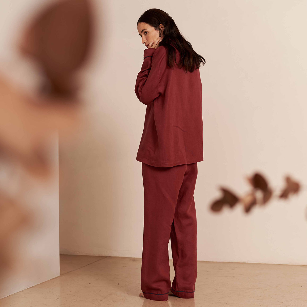 Women's Cherry Linen Pajama Pants