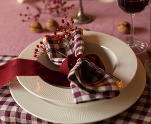 Berry Gingham Linen Napkin