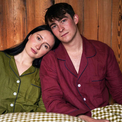 Men's Cherry Linen Pajama Shirt - alternate image