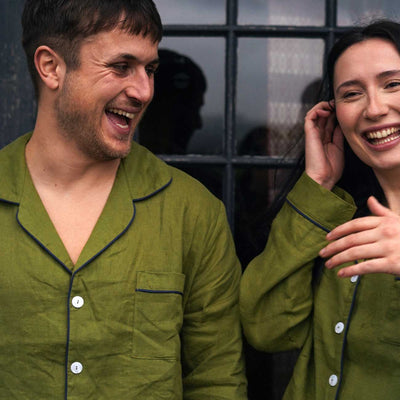 Men's and Women's Moss Linen Pajama Shirt