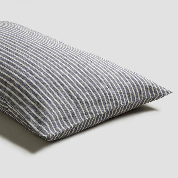Midnight Stripe Linen Sheet Set