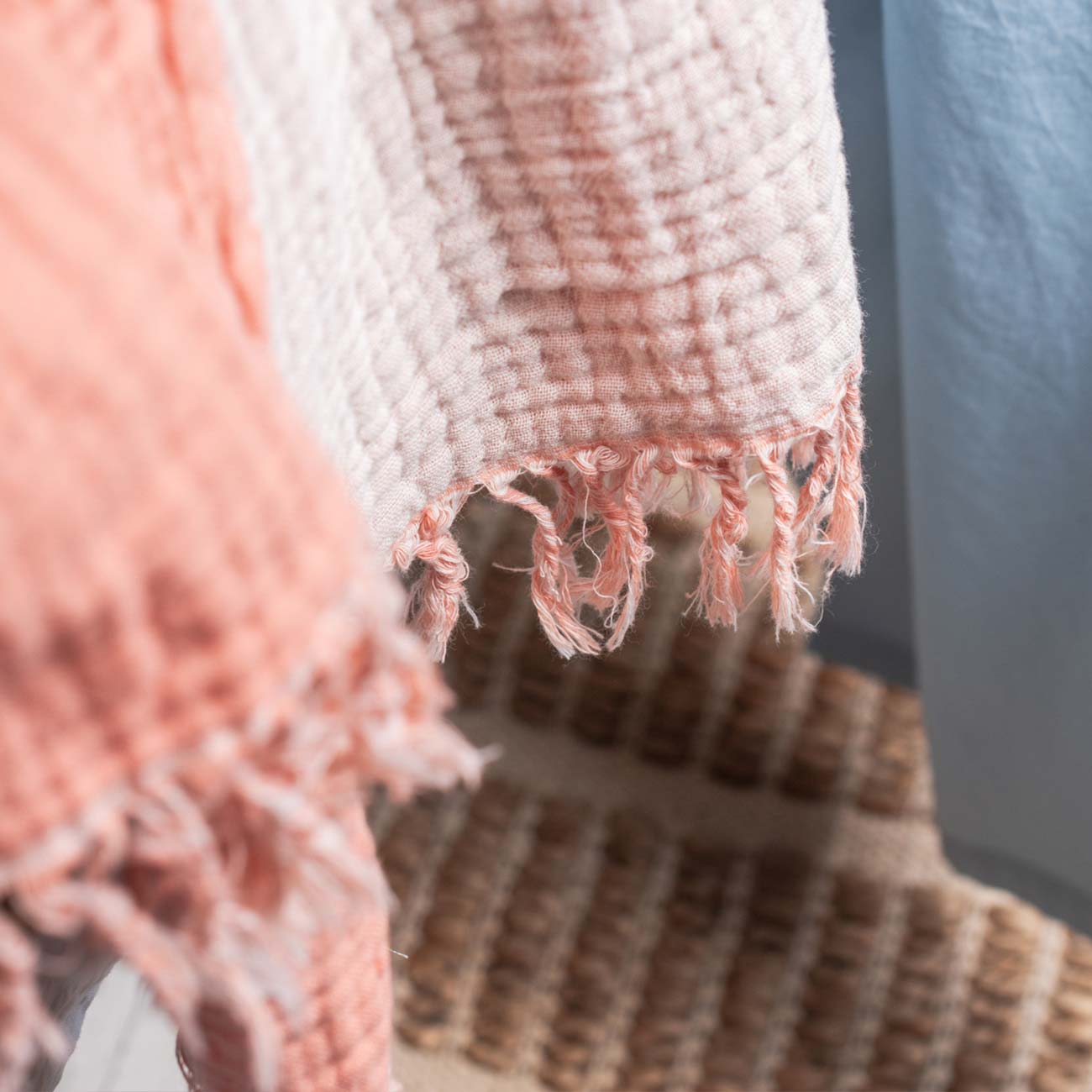 Pink Clay & Birch Textured Cotton Throw