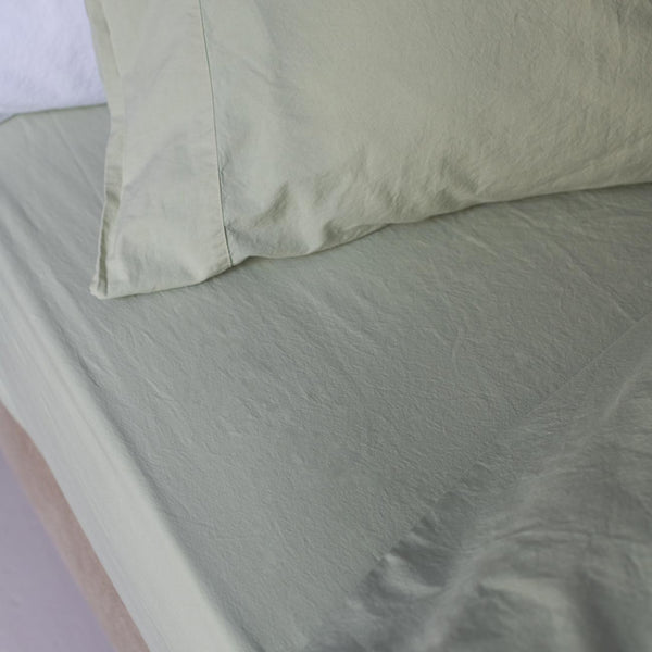 Apple Washed Percale Cotton Fitted Sheet