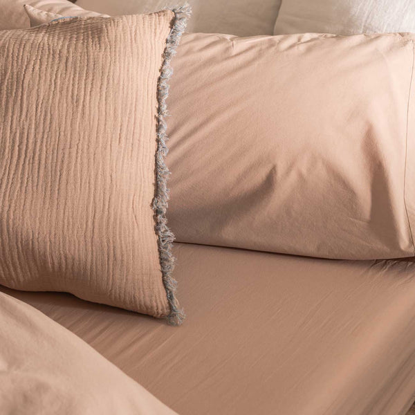 Cafe au Lait Washed Percale Cotton Pillowcases (pair)