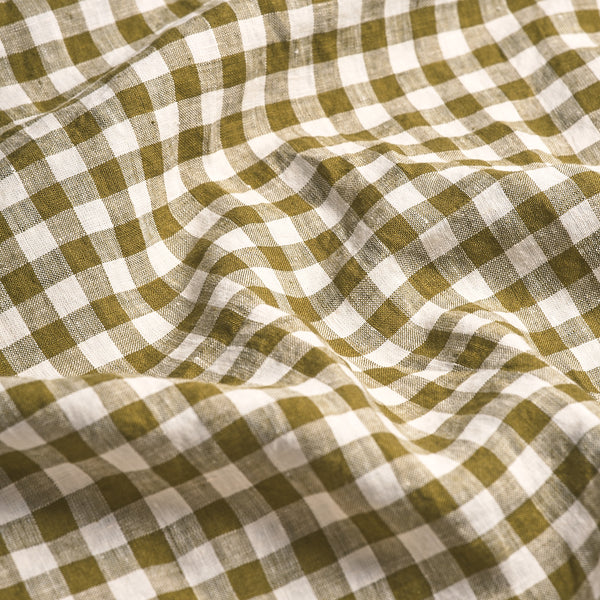 Botanical Green Gingham Linen Pillowcase (Pair)