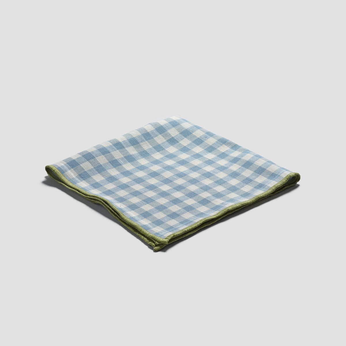 Warm Blue Gingham Linen Napkin Set