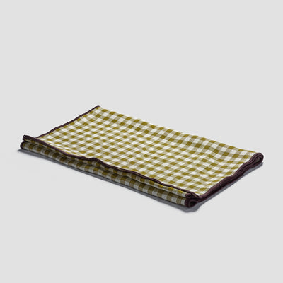 Botanical Green Gingham 100% Linen Table Runner - alternate image