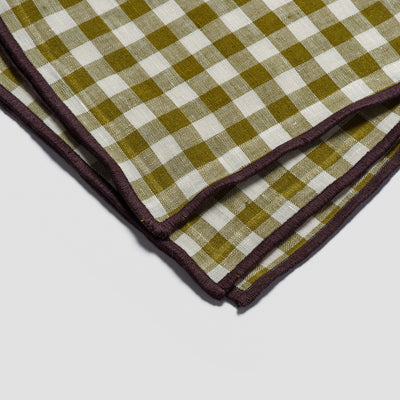 Botanical Green Gingham 100% Linen Tablecloth - alternate image