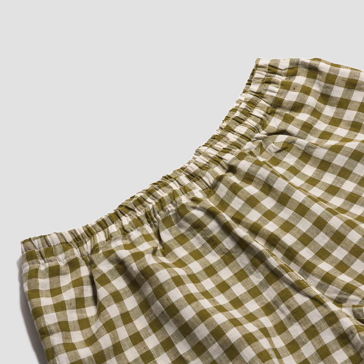 Botanical Green Gingham Linen Pajama Shorts