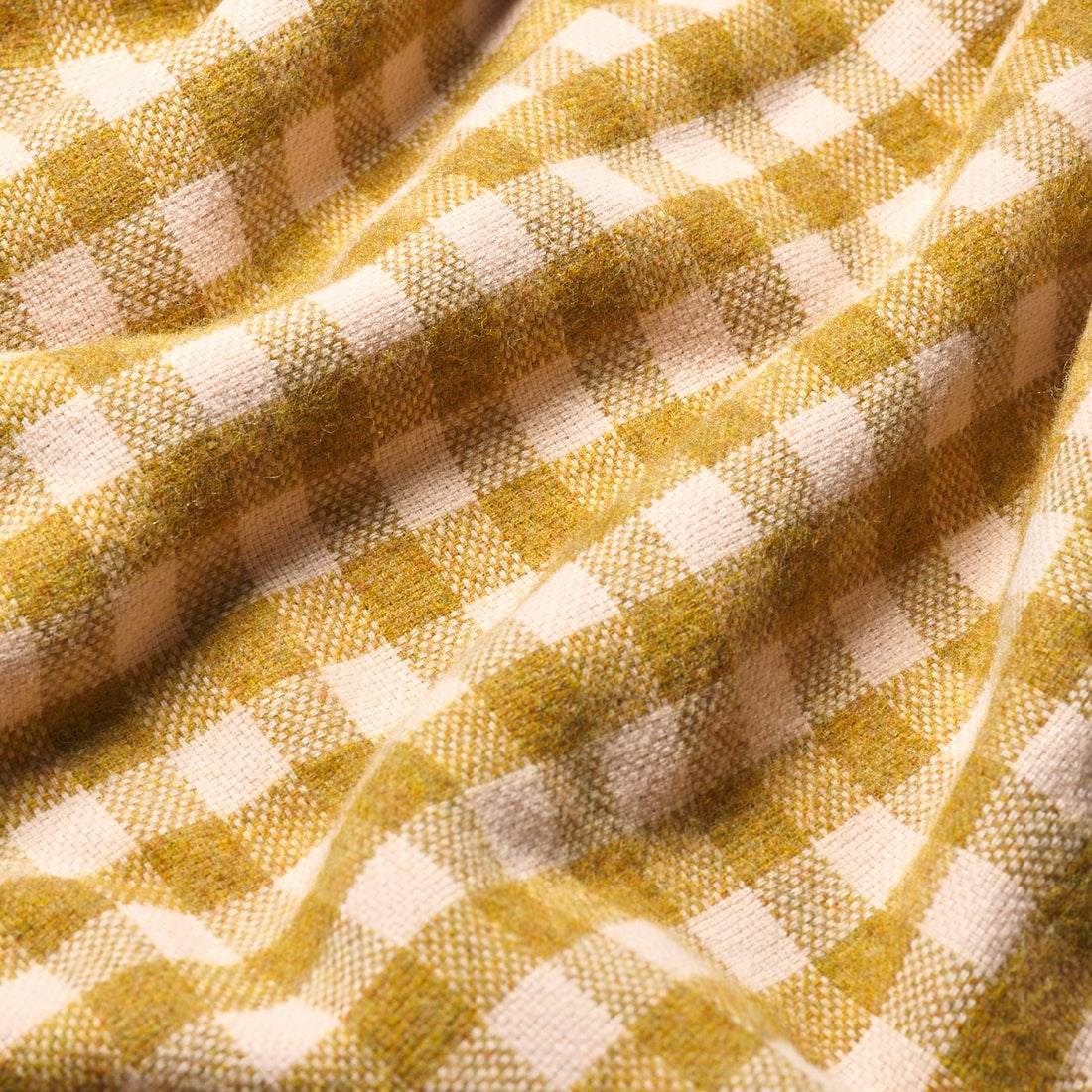 Ochre Gingham Wool Blanket Piglet in Bed US