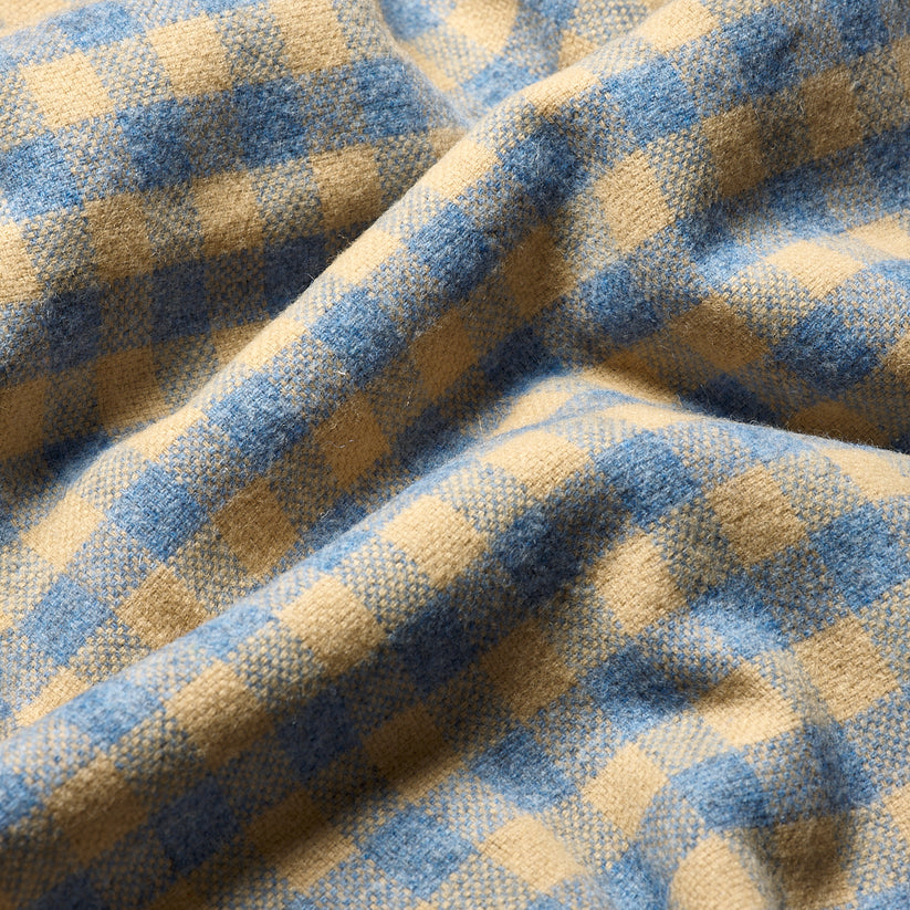 Warm Blue Gingham Wool Blanket Piglet in Bed US