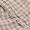 Mushroom Gingham Linen Duvet Cover Button Detail