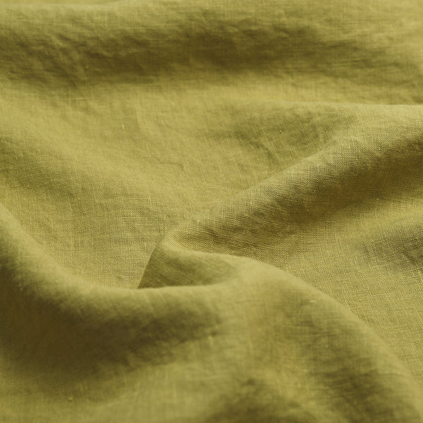Botanical Green Linen Fabric Detail